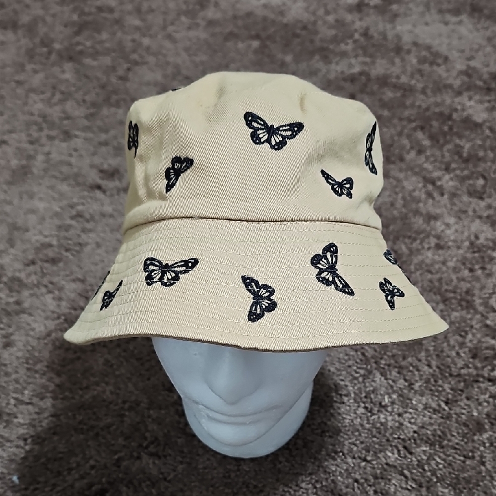 Forever 21 Kids Butterfly Bucket Hat - Cream and Black